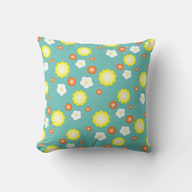 Cute colourful Daisy flower pattern Throw Pillow (Front)