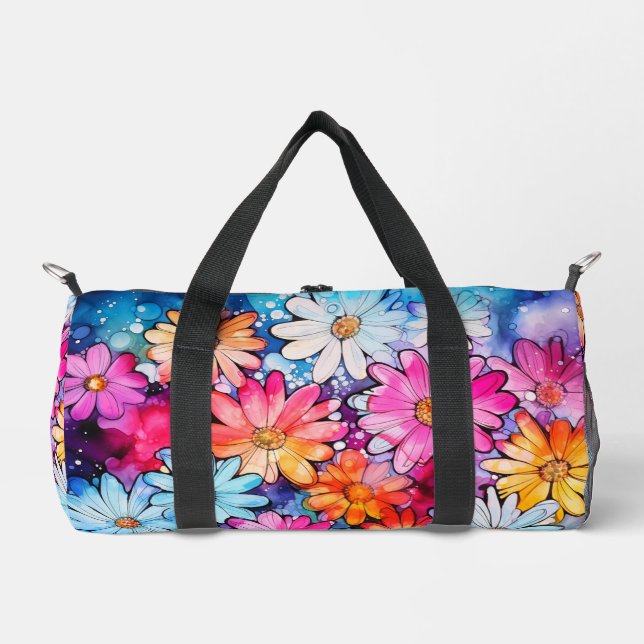 Cute Colourful Daisy Flowers Duffle Bag (Front)
