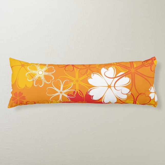 Cute Colourful Daisy Illustration Floral Pattern Body Pillow (Front)