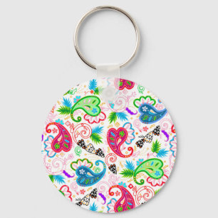 Cute colourful decorative flowers patterns keychain