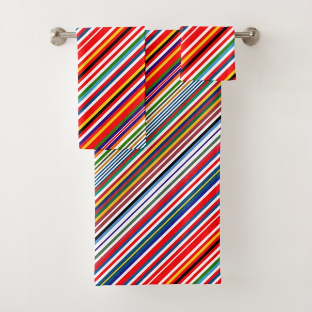 Cute colourful decorative stripes bath towel set (Insitu)