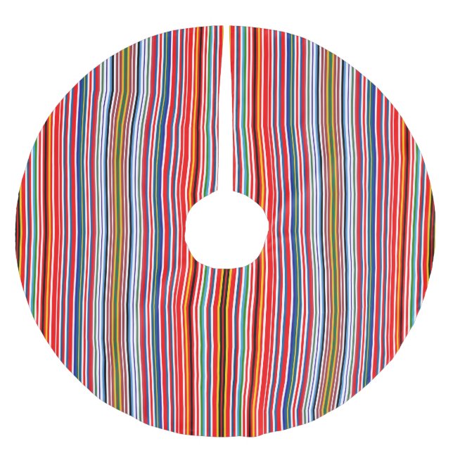 Cute colourful decorative stripes brushed polyester tree skirt (Front)