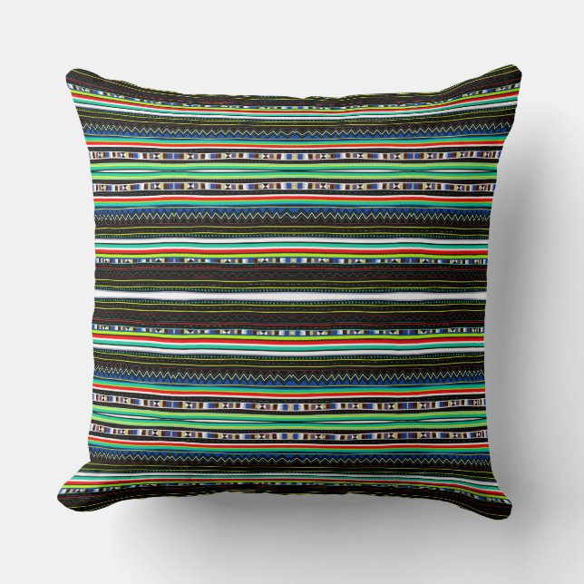 Cute colourful decorative tribal pattern throw pillow (Front)