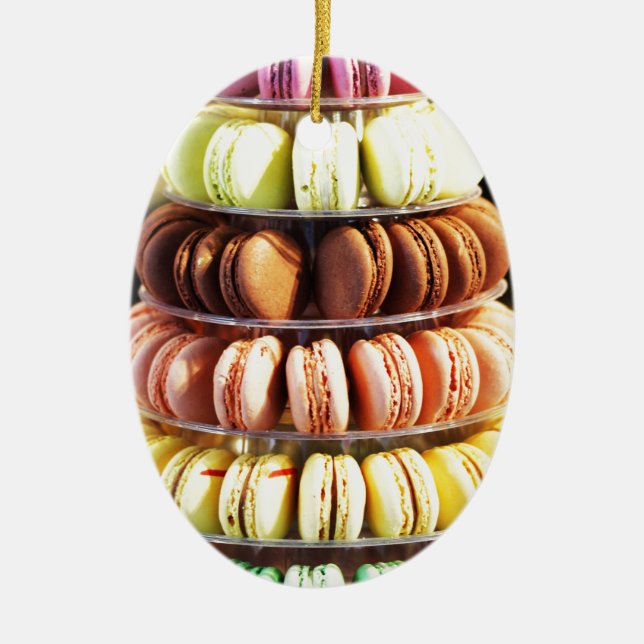 Cute Colourful Dessert French Macaron Ceramic Ornament (Front)