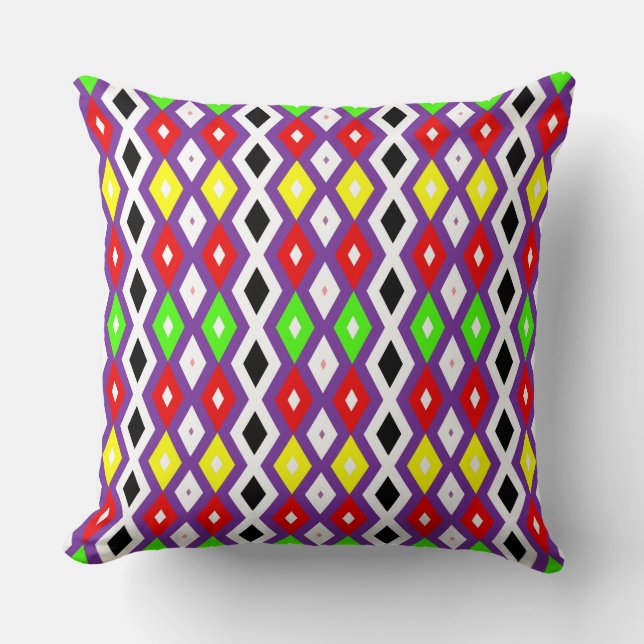 Cute colourful diamonds pattern throw pillow (Front)