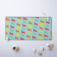 Cute colourful dinos on blue
