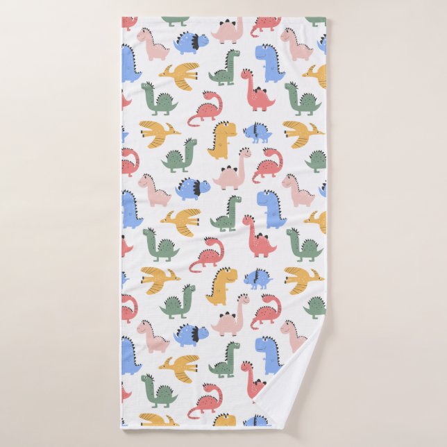 Cute Colourful Dinosaur Pattern Bath Towel Set (Bath Towel)