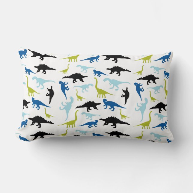 Cute colourful dinosaur pattern lumbar pillow (Front)