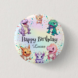 Cute colourful dinosaur School kids Birthday party 1 Inch Round Button