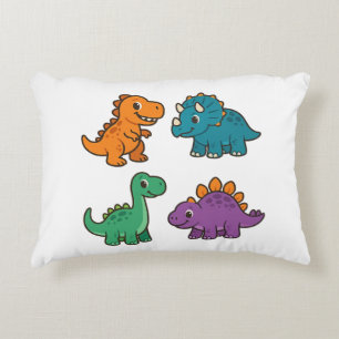Cute Colourful Dinosaurs – Adorable Cartoon Dino D Accent Pillow