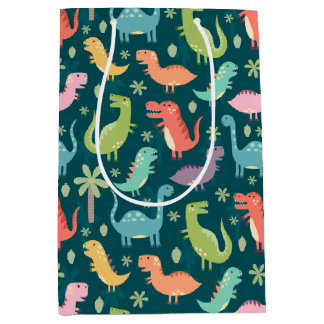 Cute Colourful Dinosaurs at Night Medium Gift Bag