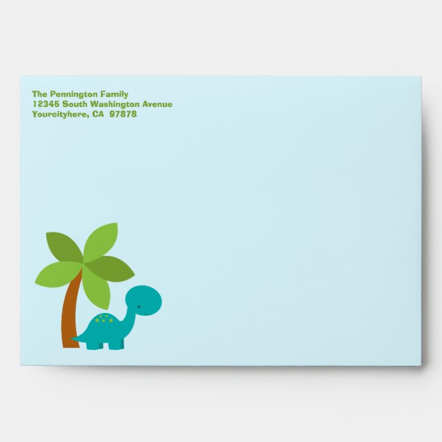 Cute colourful dinosaurs customizable envelope (Front)