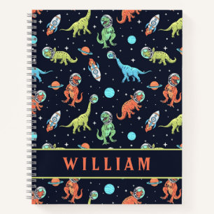 Cute Colourful Dinosaurs in space Fun Pattern Notebook