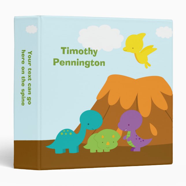 Cute colourful dinosaurs personalized avery binder (Front/Spine)