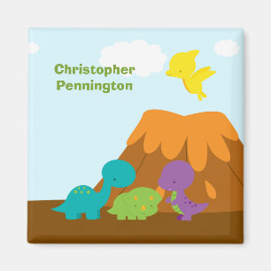 Cute colourful dinosaurs personalized magnet