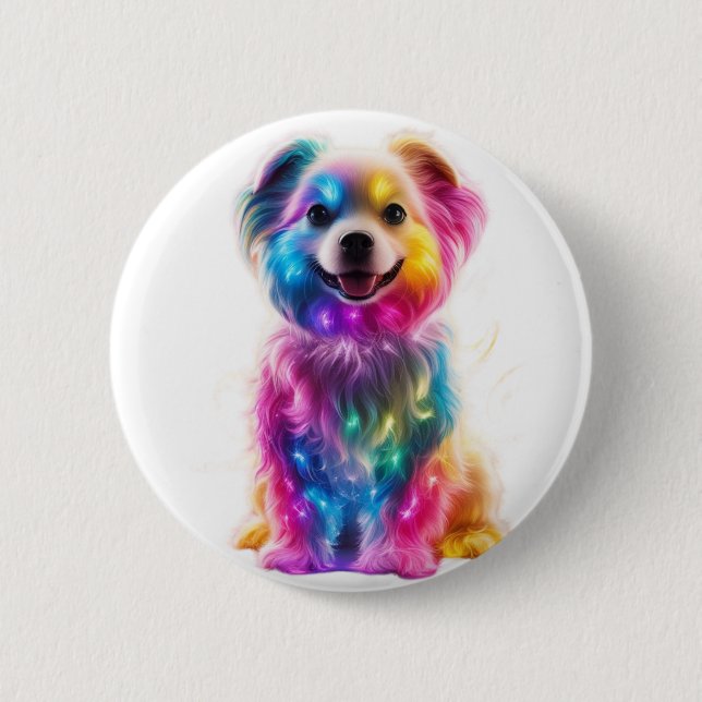 Cute Colourful Dog 2 Inch Round Button (Front)