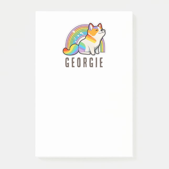 Cute colourful dog and rainbow Post-It Notes (Front)