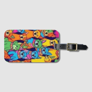 Cute colourful dogs happy dogs luggage tag