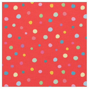 Cute colourful dots red pattern modern for kids fabric