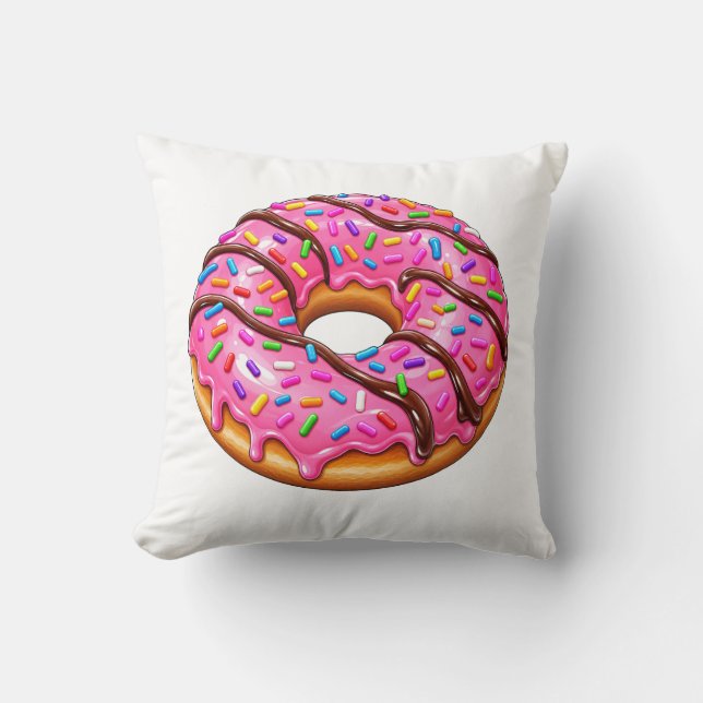 Cute Colourful Doughnut Design Throw Pillow (Front)