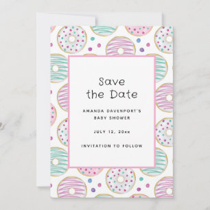 Cute Colourful Doughnut Pattern Save The Date