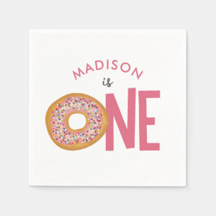 Cute Colourful Doughnuts One First Birthday Napkin
