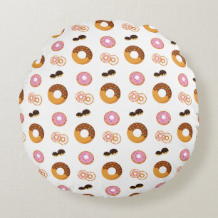 Cute Colourful Doughnuts Pattern Round Pillow