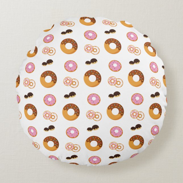 Cute Colourful Doughnuts Pattern  Round Pillow (Front)