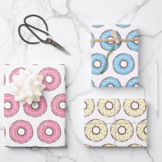 Cute Colourful Doughnuts Pattern Sweet Kids Birthd Wrapping Paper Sheet (Front)
