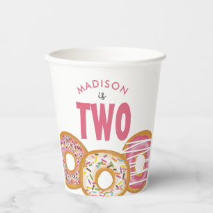 Cute Colourful Doughnuts Two Second 2nd Birthday Paper Cups