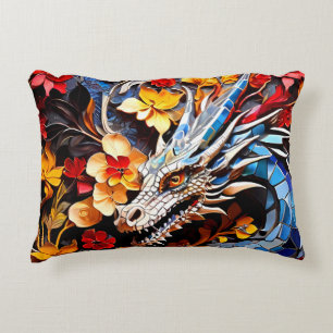 Cute Colourful Dragon Mosaics Accent Pillow