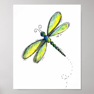 Cute Colourful Dragonfly Poster