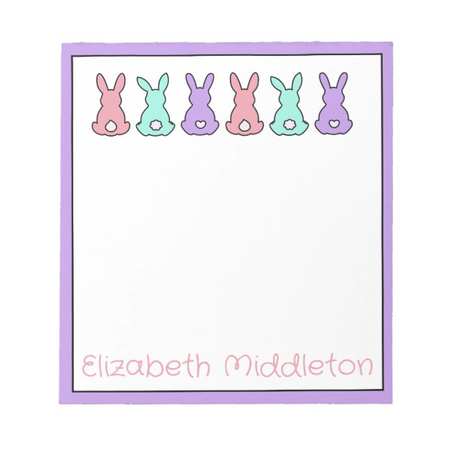 Cute Colourful East Bunny Personalized Notepad (Front)