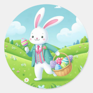 Cute, colourful Easter bunny Classic Round Sticker