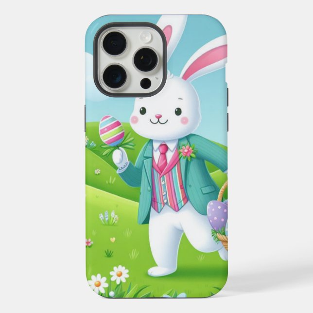 Cute, colourful Easter bunny iPhone Case (Back)