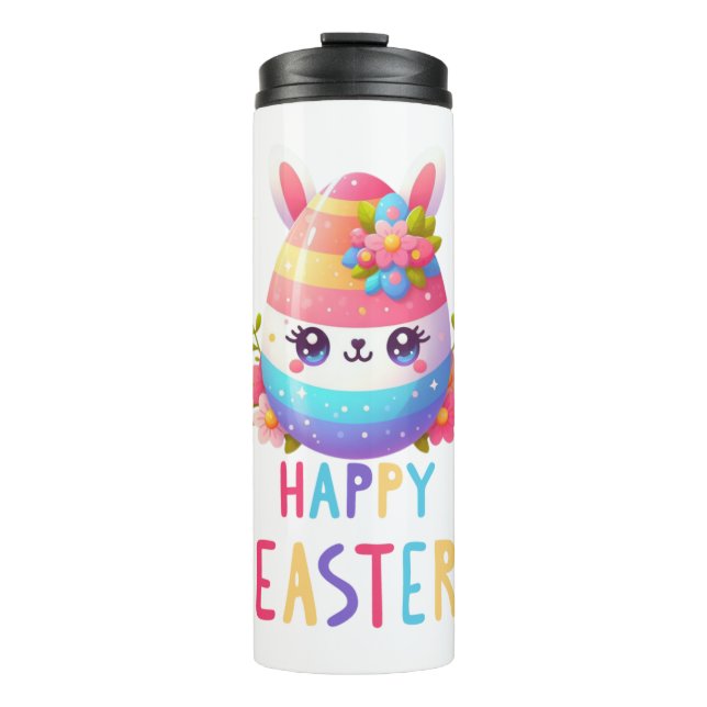 Cute, colourful Easter egg bunny Thermal Tumbler (Front)