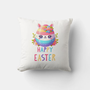 Cute, colourful Easter egg bunny Throw Pillow