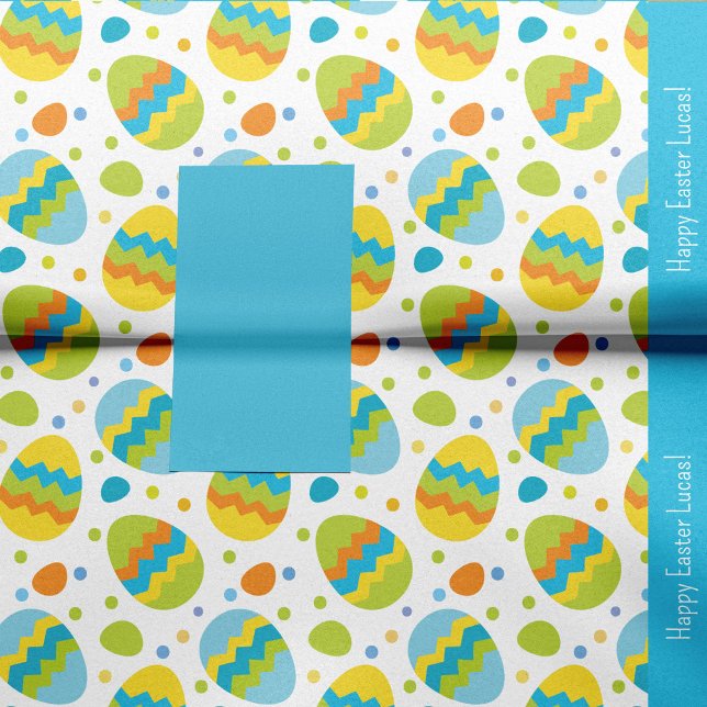 Cute Colourful Easter Egg Pattern with Kid Name Tissue Paper (Creator Uploaded)