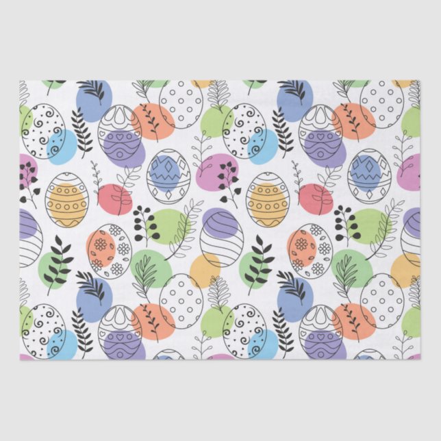 Cute colourful Easter Eggs Pattern Tissue Paper (Front)