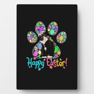 Cute Colourful Easter Eggs Paw Tuxedo Cat Happy Ea Plaque