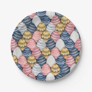 Cute Colourful Easter Eggs Seamless Pattern Paper Plate