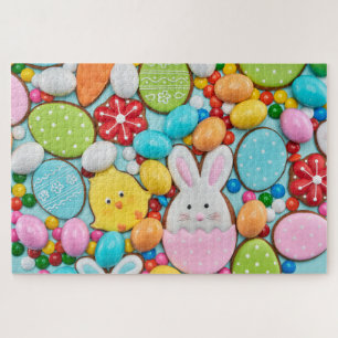 Cute Colourful Easter Holiday Cookies Bunny Chick Jigsaw Puzzle