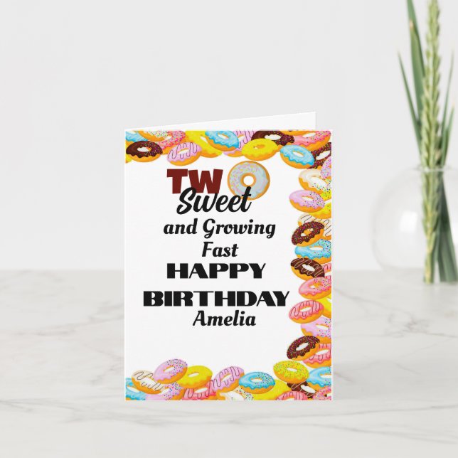 Cute, Colourful & Elegant Two Sweet 2nd Birthday  Card (Front)
