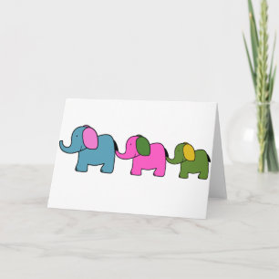 Cute colourful elephant cartoons card