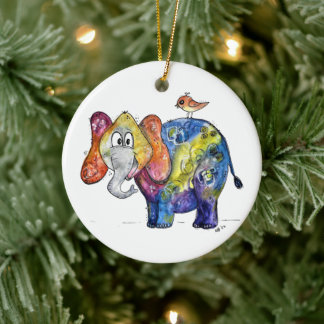 Cute Colourful Elephant Ceramic Ornament