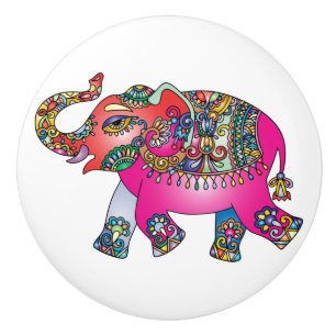 Cute Colourful Elephant Kid's Bedroom Décor Ceramic Knob