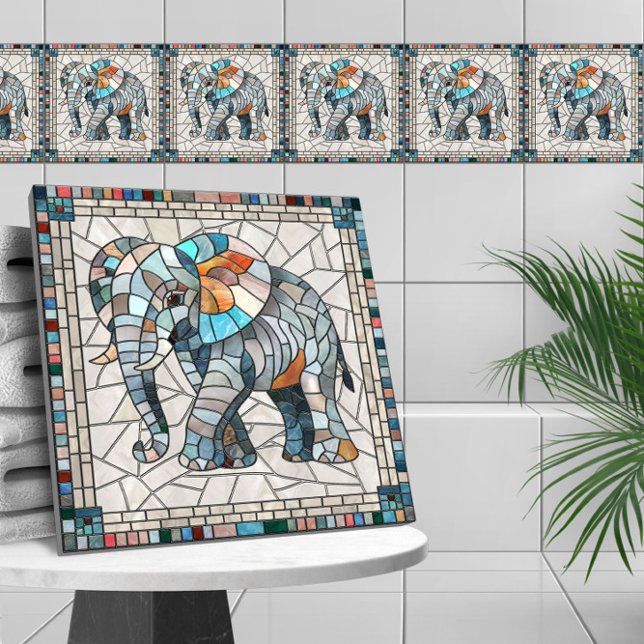 Cute Colourful Elephant mosaic art Tile (Creator Uploaded)