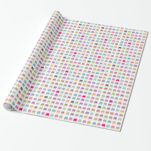 cute colourful elephants wrapping paper