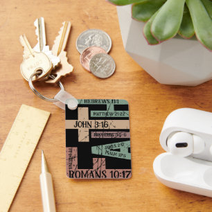 Cute Colourful Faith Bible Verses Typography Quote Keychain