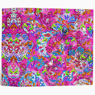 Cute colourful fantastic abstract floral binder